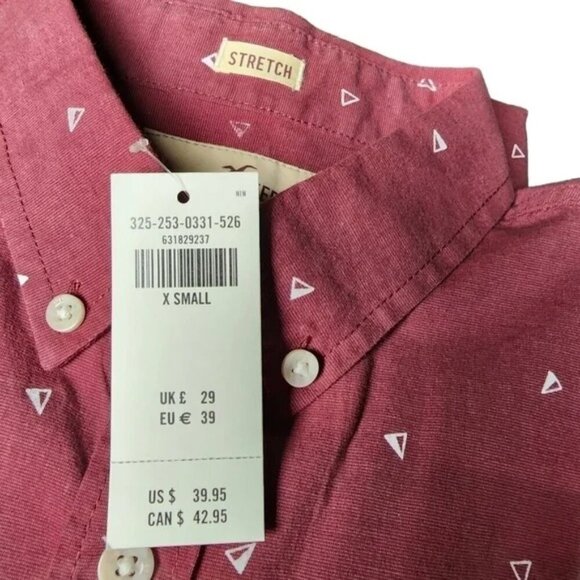 Hollister Men's XS Short Sleeve Button Down Collared Shirt Maroon paper plane - Picture 6 of 10